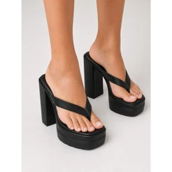 Tamanco Feminino Plataforma Salto Bloco Grosso Quadrado Muito Leve Estilo Chinelo Confortável