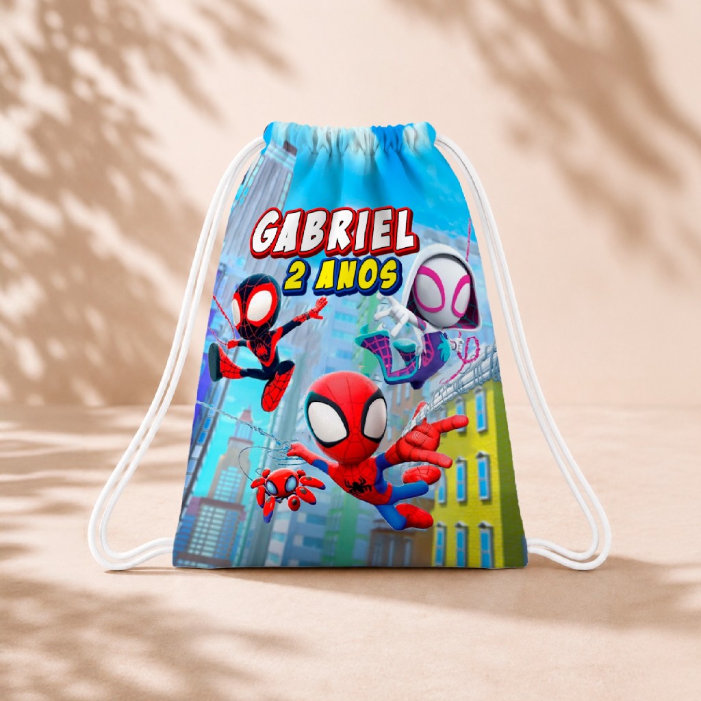 10 Mochila Personalizada Infantil 18x26 Sacolinhas Surpresa Festa Aniversário Lembrancinha Spidey E Seus Amigos