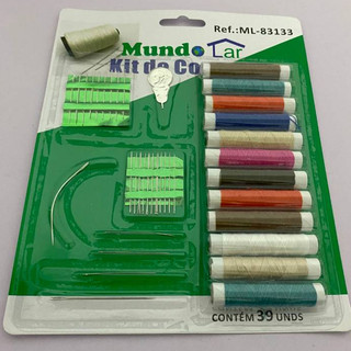 Kit Costura Completo 39 Peças Linha Agulha e Passador de Linha