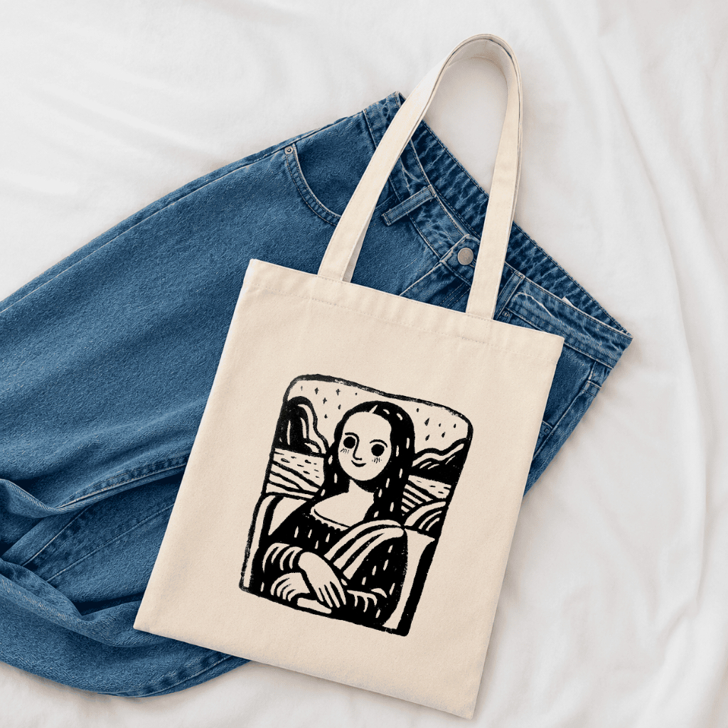Bolsa Ecobag com Estampa Exclusiva – Sacola Praia Praia ou Dia a Dia Monalisa Fofa Arte Faculdade Trabalho Feira Premium