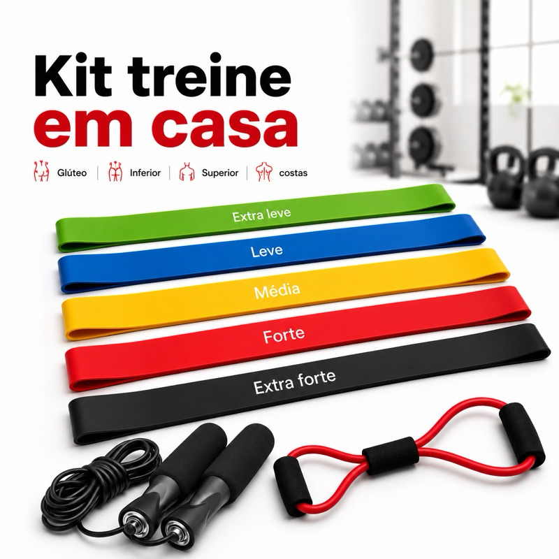 Kit Treine Em Casa Funcional Completo 5 Faixas Mini Band +