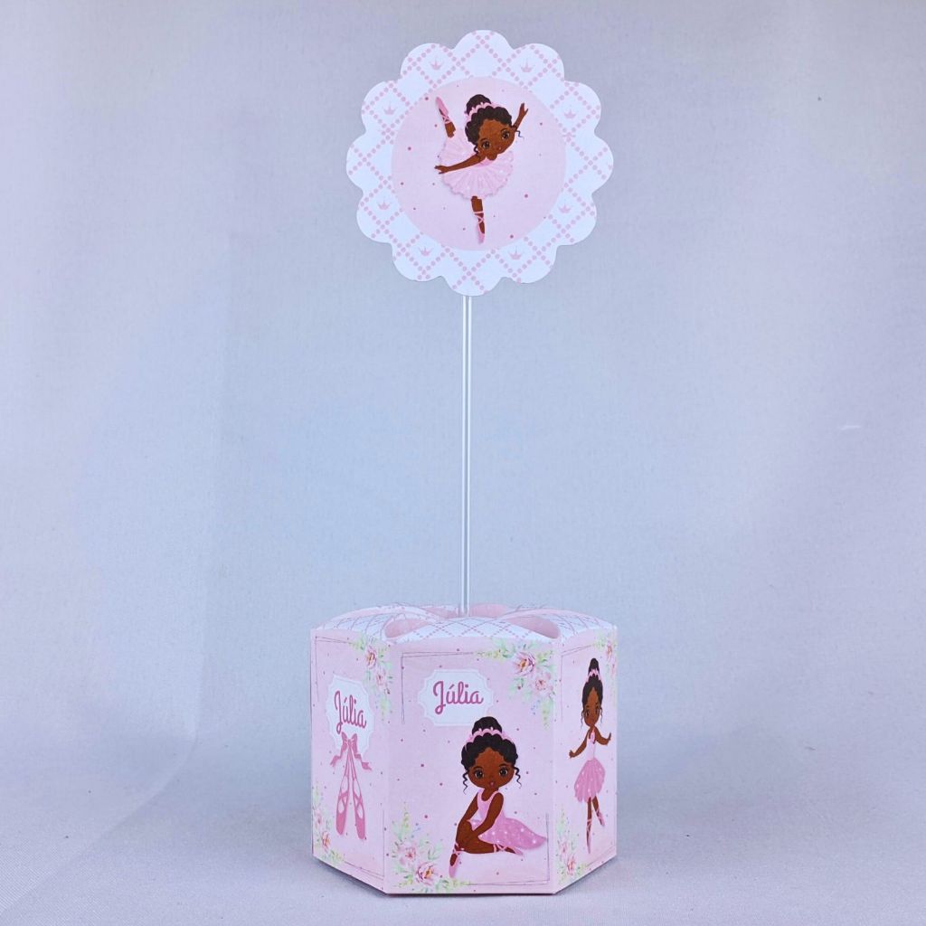 Kit 5 a 25 Centro de Mesa Bailarina Morena Personalizado Lembrancinha Festa Aniversário Enfeite Caixinha