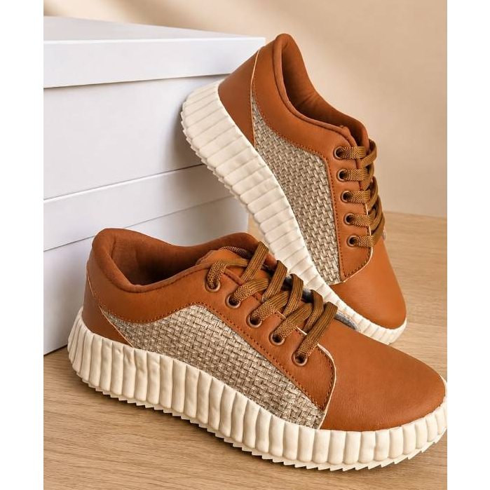 Tênis Feminino Sola Alta Tratorada Flatform Plataforma Detalhe Ráfia Palha Casual Confortável Lançamento
