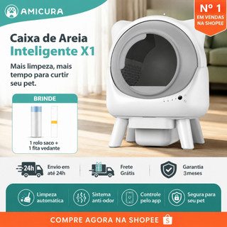 Caixa de Areia Automática Autolimpante Inteligente | App no Celular | Sensor de Segurança | Anti-Odor | Vários Gatos