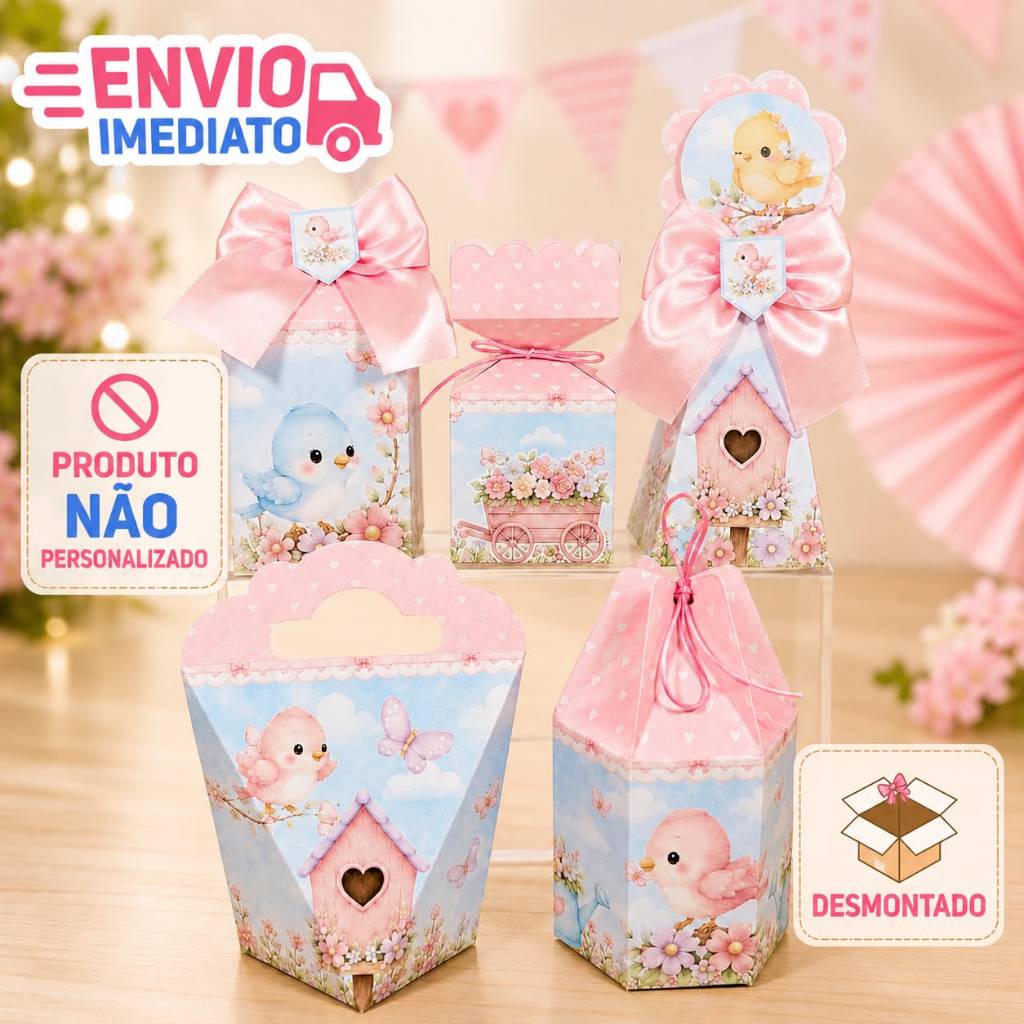 kit Caixinhas Personalizadas para Festa JARDIM ENCANTADO COLORIDO Lembrancinhas de Aniversário Decoração DESMONTADO.