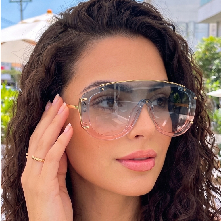 Óculos de Sol Feminino Máscara Ilook Luxo Fantasia Estilo Blogueira UV400