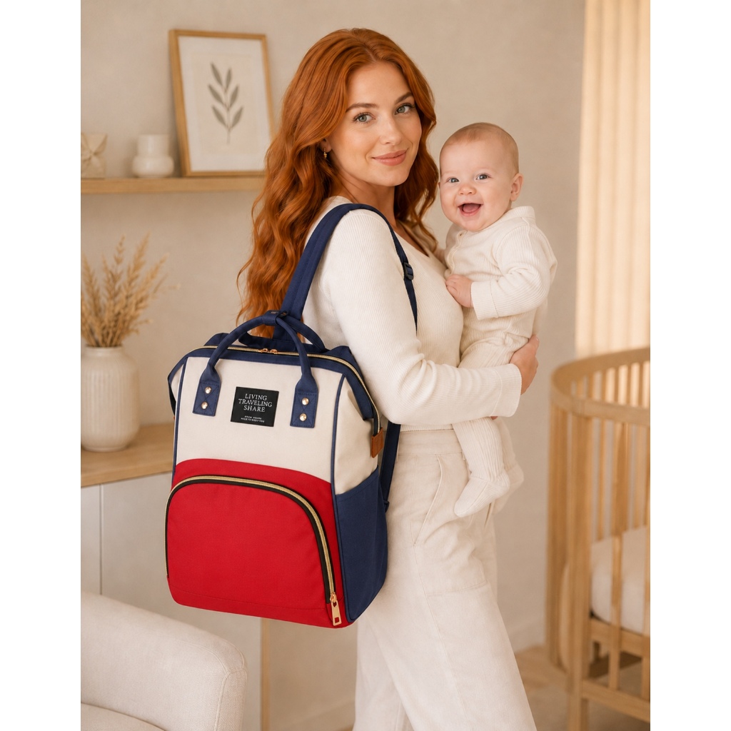 Bolsa Mochila Maternidade Premium 6 Cores Grande Organizador Bebê Com Bolsos Térmicos E Zíper