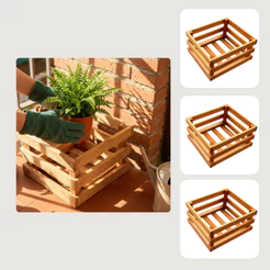 Kit 3 Cachepots Madeira Rústica 25x25cm para Jardim Vertical e Horta Suspensa 🌿🌸