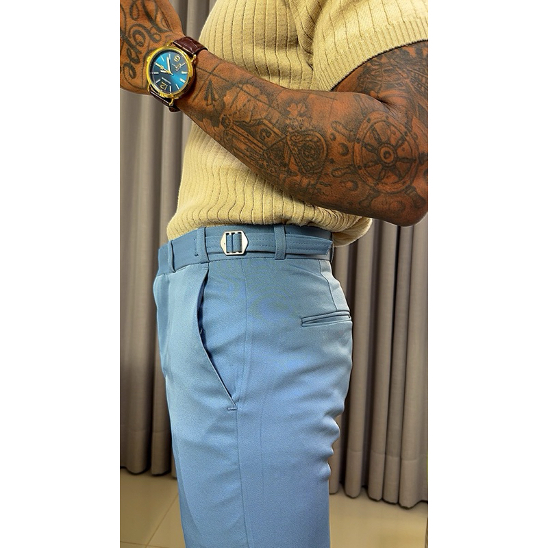 Calça Masculina Alfaiataria Slim Social Ajuste Lateral com Elastano Premium — imagem 2 de 2