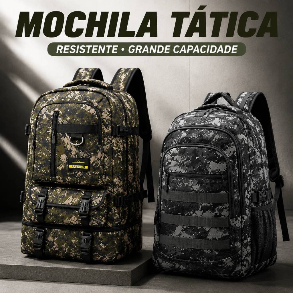 Mochila Tática Militar Camuflada Grande Capacidade Resistente Com Múltiplos Compartimentos Para Viagem Trabalho E Escola