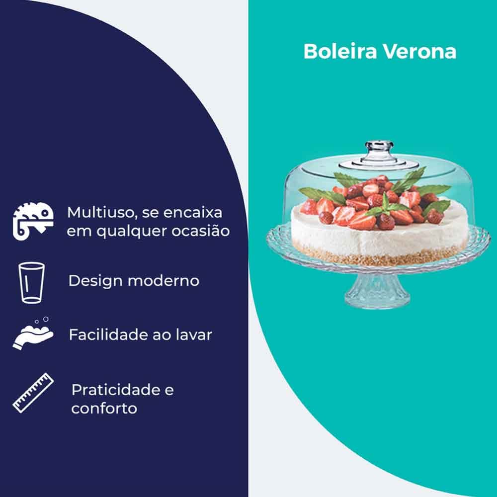 Boleira de Vidro com Pé e Tampa Plástica para Bolos e Sobremesas - Ruvolo · foto 2