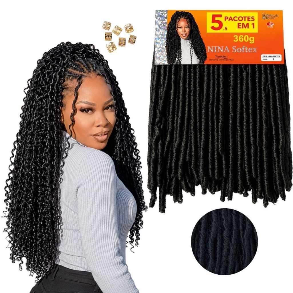 Cabelo Nina Softex Pacotão Crochet 360g 5 Pacotes em 1 Faz Uma Cabeça Para Tranças Crochet Braid Cabelo Cacheado