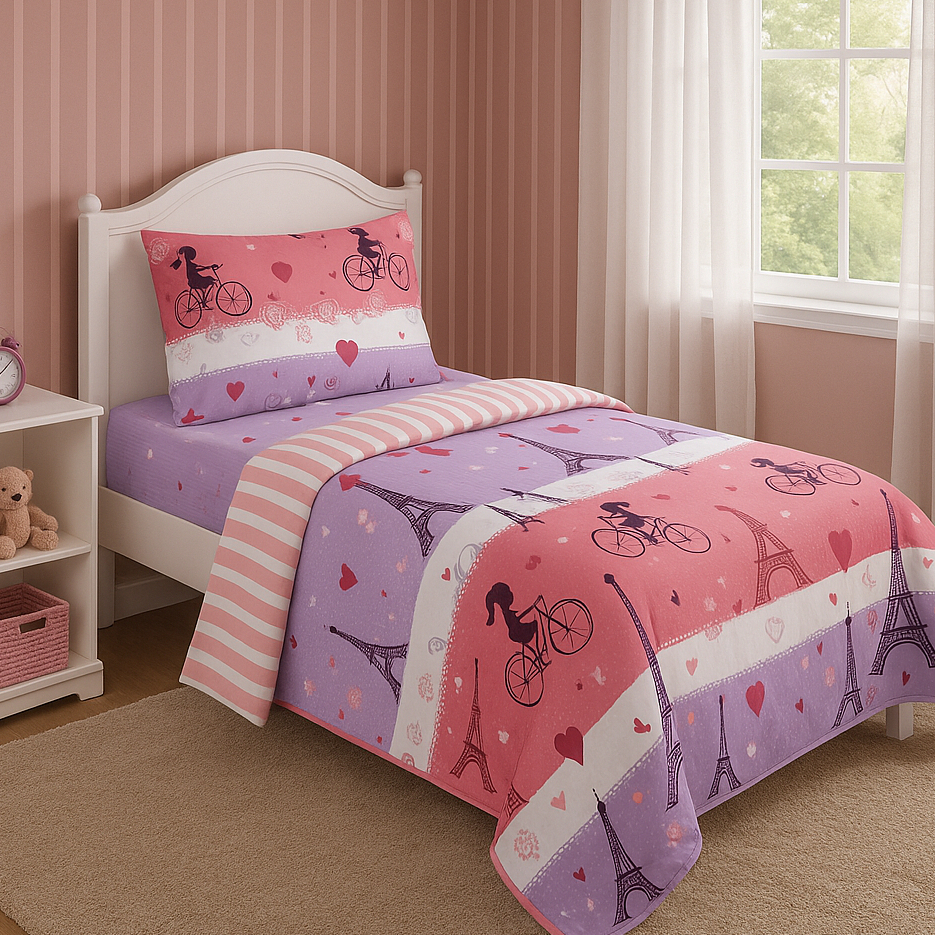 Cobre Leito Solteiro Estampado com Porta Travesseiro | Colcha Decorativa Leve Macia e Moderna