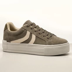 Tênis Feminino Casual Confortável Sola Plana Plataforma Leve Confortável Camurça Detalhe Lateral Moda Kim GiGiL