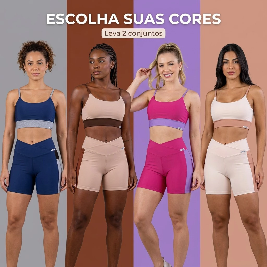 Kit Conjuntos Fitness Curtos Femininos Academia Top Bojo Short Zero Transparência — imagem 1