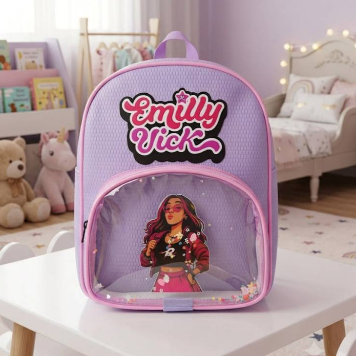 Mochila infantil Emily Vick menina impermeavel escola creche passeio