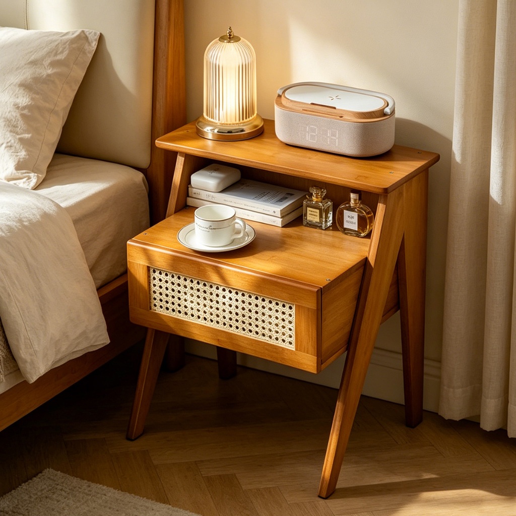 Mesa de Cabeceira Madeira Criado Mudo Organizador Quarto Prateleira Nicho Armári