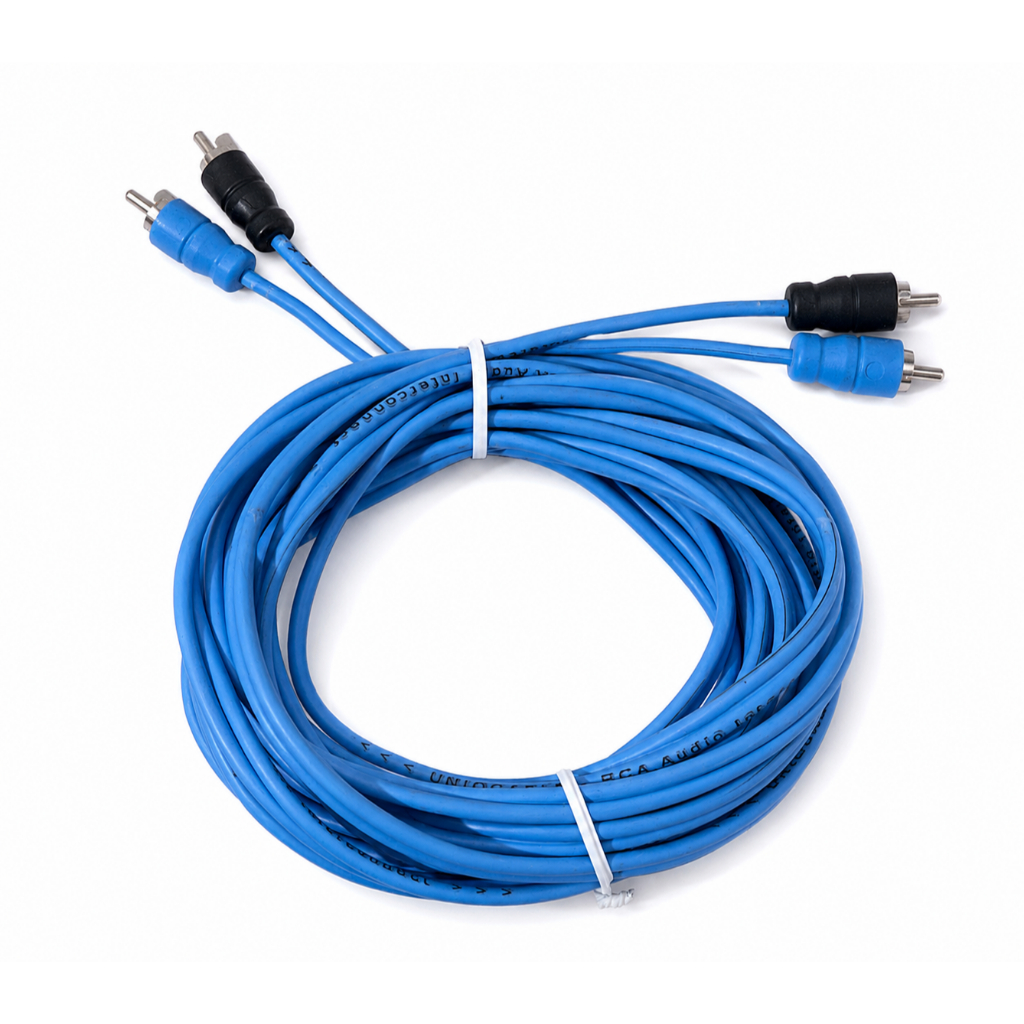 CABO RCA 5 METROS STEREO UNIQ PREMIUM AZUL COM MALHA TRANÇADA ANT-RUIDO + QUALIDADE DE AUDIO