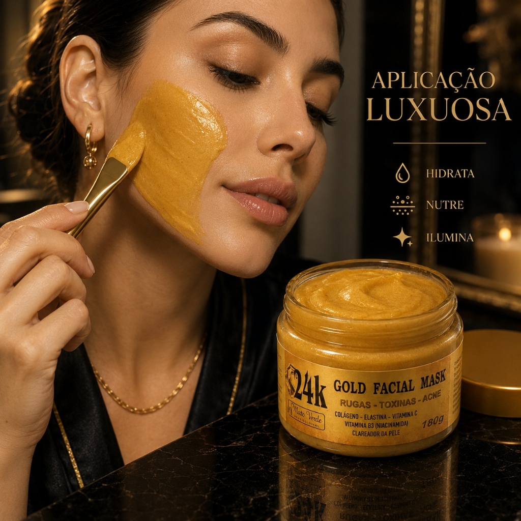 Máscara Facial Iluminadora Ouro 24K Firmadora Pele Radiante Renovadora Nutritiva 180g