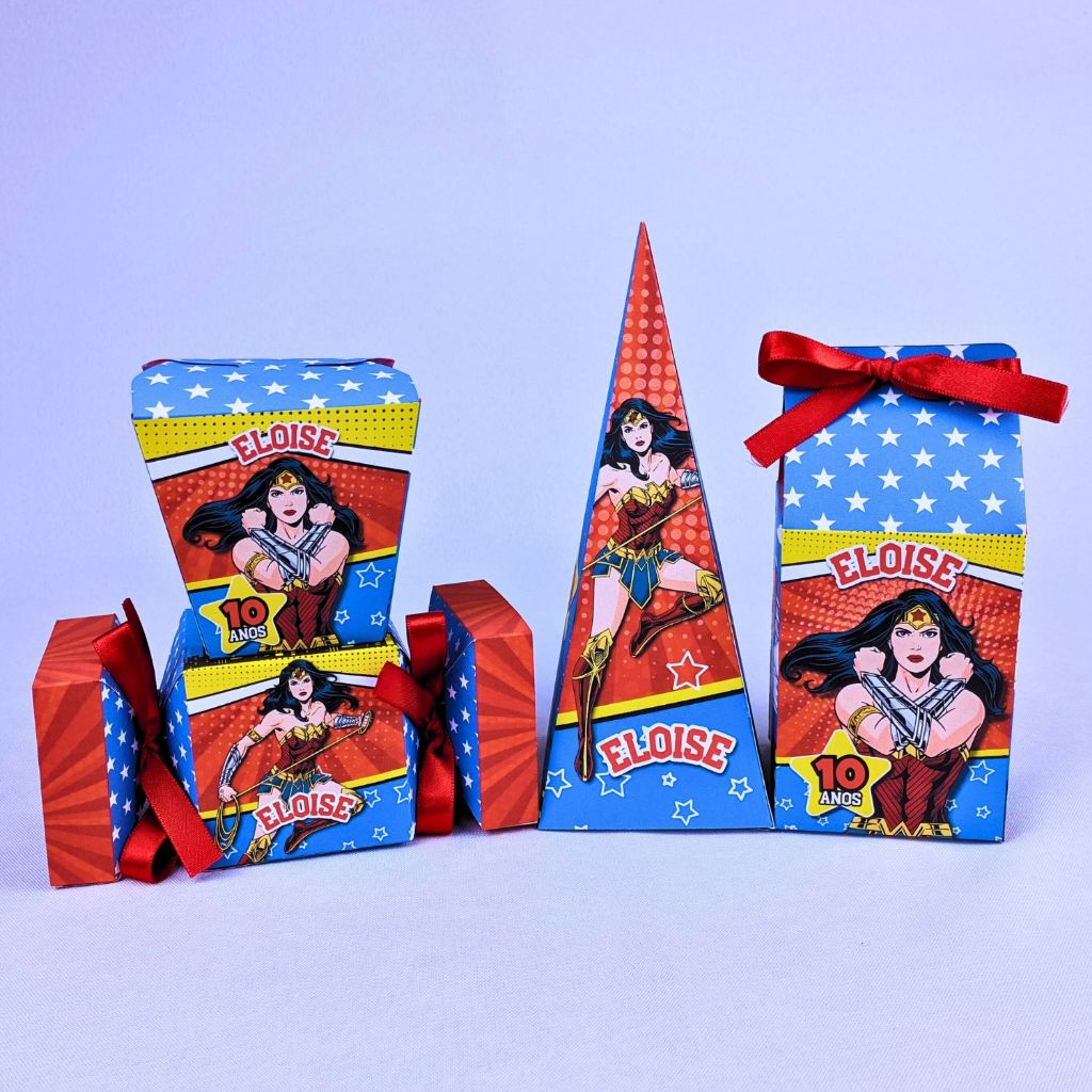 Kit 10 a 45 Caixinhas Mulher Maravilha Quadrinhos Personalizada Lembrancinhas Para Festa Aniversario Festinha Infantil