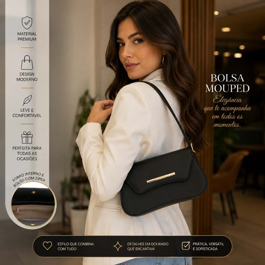 Bolsa Feminina Baguete de Ombro Bag Pequena Blogueira Elegante Lançamento