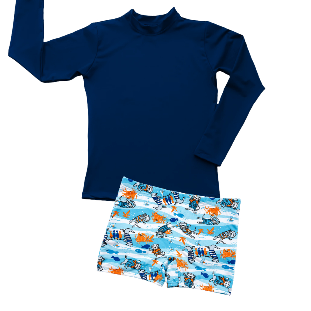 Conjunto Camisa UV + Sunga Infantil Juvenil Proteção Térmica Praia/Piscina/Natação 2 4 6 8 10 12 14