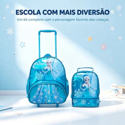 Kit Escolar Frozen Mochila Rodinha Lancheira Térmica Disney Infantil Pré-Escolar