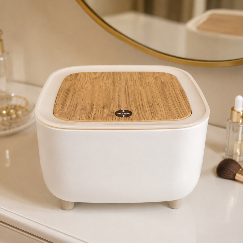 Lixeira Sofisticada para Decoração 1,5l abre com click Moderna de Banheiro Sala ou Escritório escrivaninha
