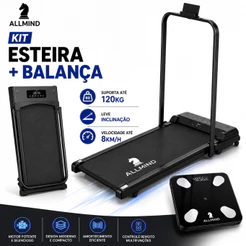 Esteira Ergometrica Elétrica Fitness 120kg 2.0HP Dobrável Portátil Com Suporte Balança E Controle