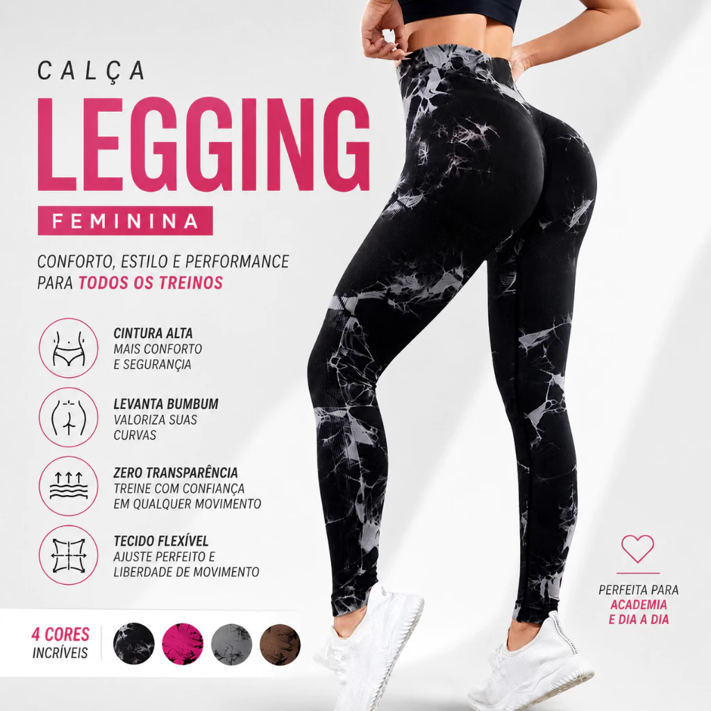 Calça Legging Feminina Academia Cintura Alta Zero Transparência Fitness Academia, Treino e dia a dia — imagem 1