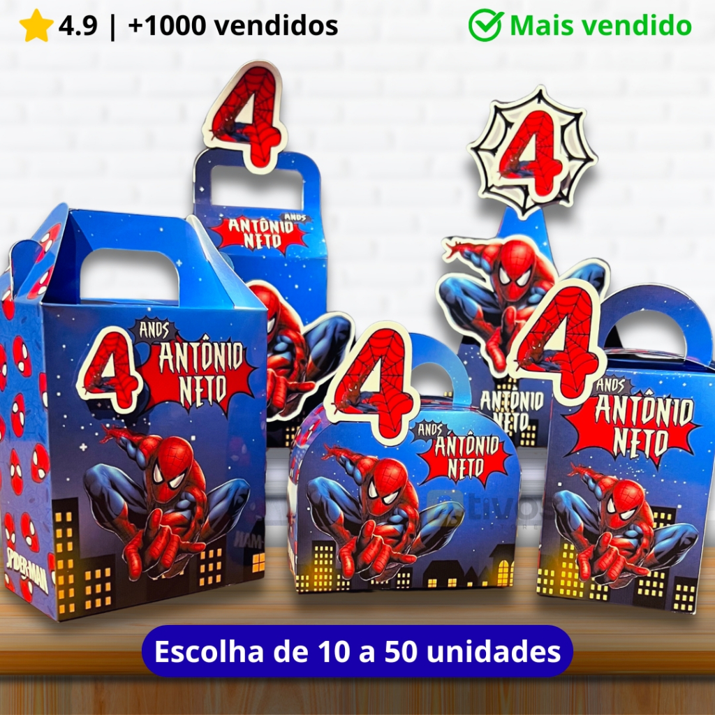 Caixinha Lembrancinha Homem Aranha Personalizada Kit 10 a 50 und Festa Aniversário Mimo para Doces