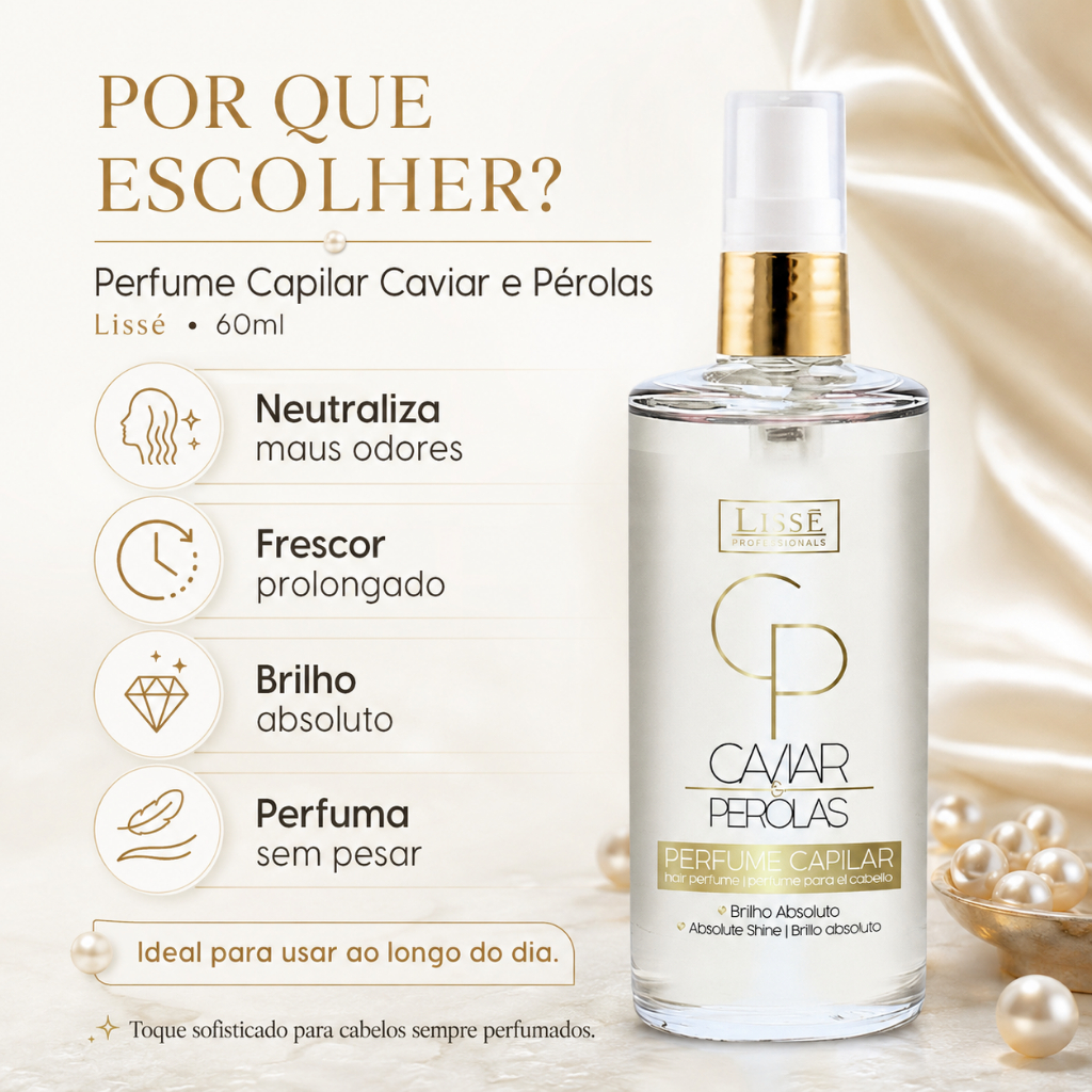 Perfume Capilar Caviar e Pérolas Lissé 60ml Anti Odores Frescor — imagem 2 de 2