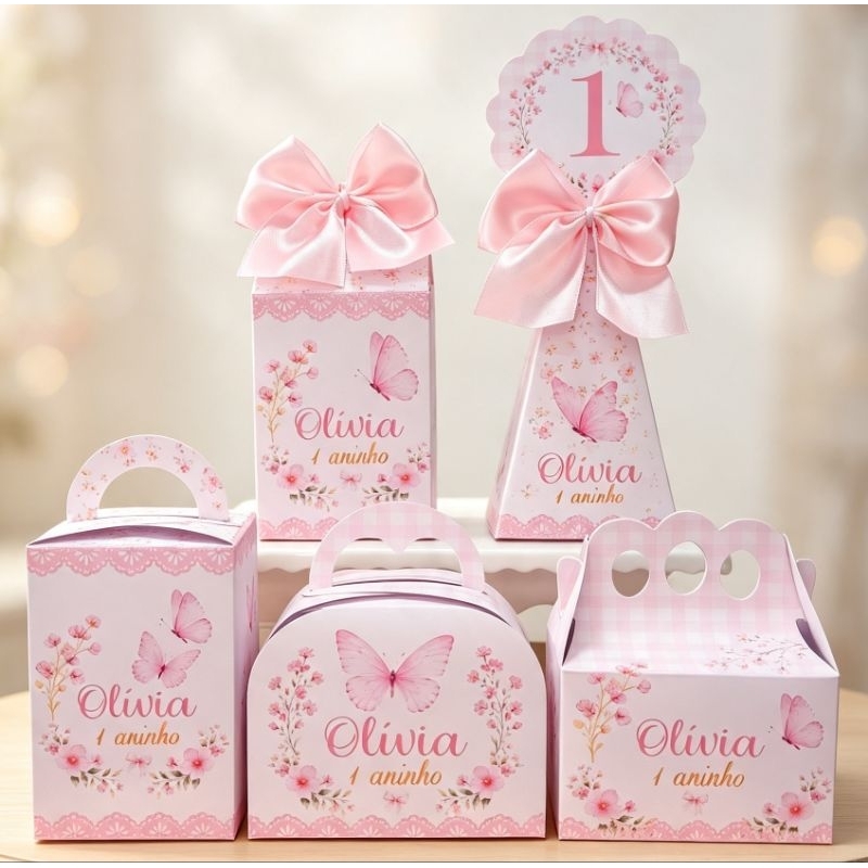 Kit Festa Personalizados Jardim das Borboletas  | Caixinhas Lembrancinhas para festa Jardim Encantado - Fácil Montagem