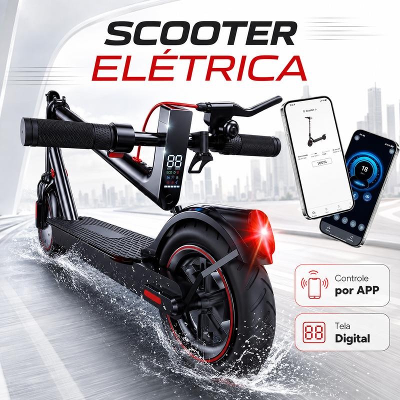 Patinete Elétrico Dobrável Adulto FOLRA 500W 36V 7.8Ah - 30km/h App Bluetooth Pneus Anti-Furo E Freio A Disco