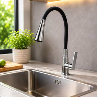 Torneira Cozinha Silicone Mesa Ducha Flexivel Alta Durabilidade Preto