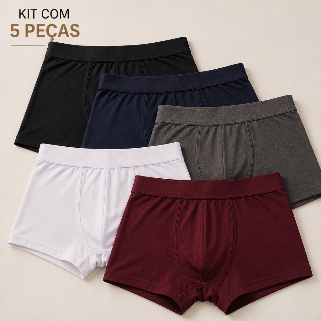 Kit 5 Cuecas Boxer Infantil Juvenil Menino Microfibra Elástico Reforçado Cores Sortidas