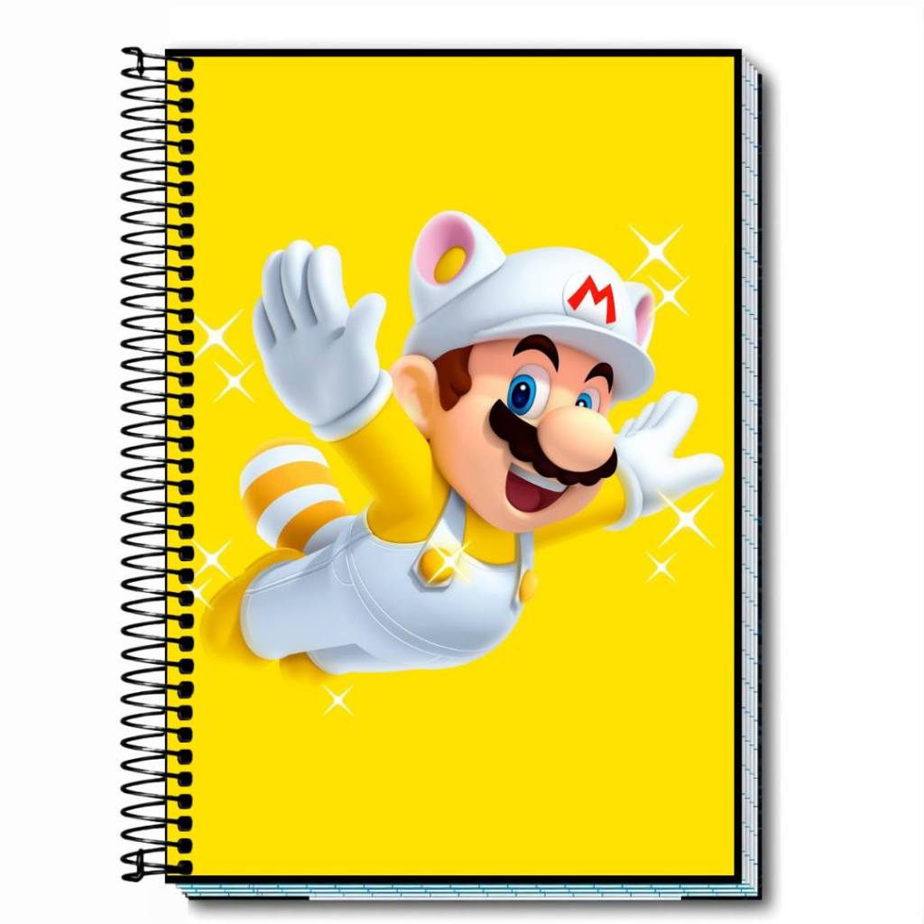 Caderno Escolar Universitário super mario Capa Dura Personalizado , capa dura com espiral , 01 a 20 Matérias , capa 2026