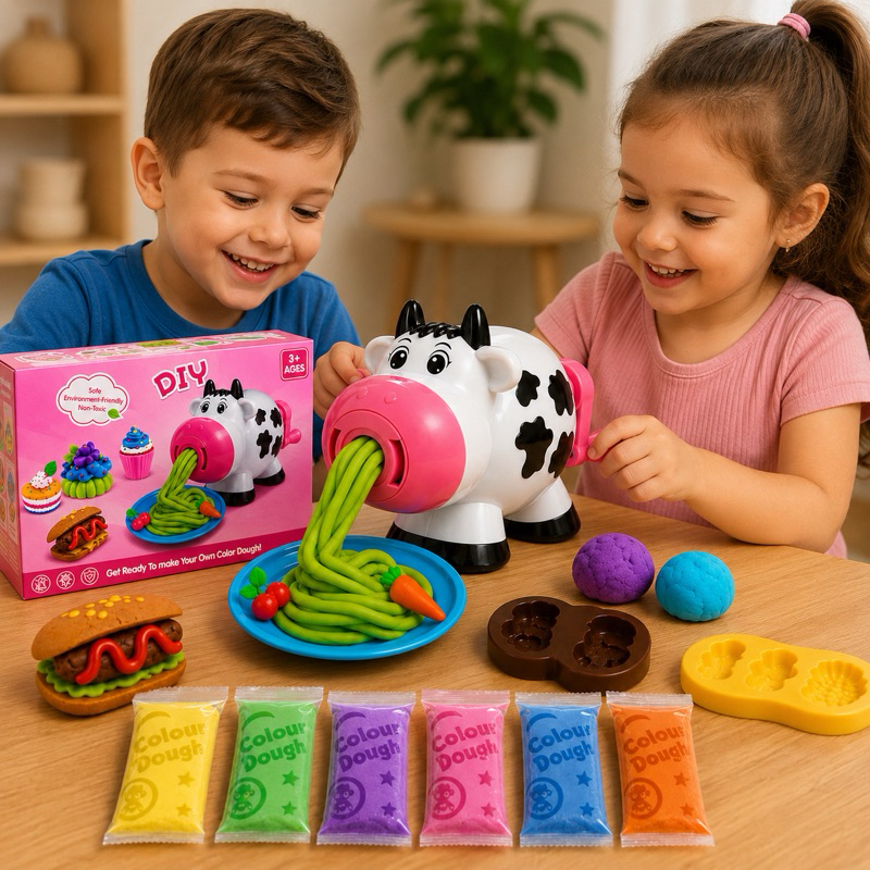 Brinquedo Massinha De Modelar Infantil Kit Faz Macarrão Com Acessórios Educativo
