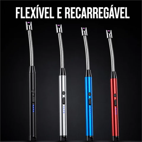 Acendedor Elétrico De Fogão Isqueiro De Plasma Recarregável USB Flexível 360 Graus