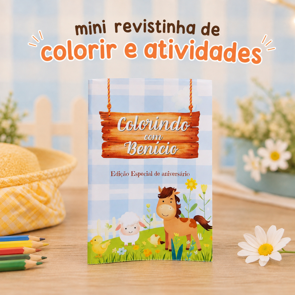 Revistinha de Colorir Fazendinha Personalizada Lembrancinha Aniversário Infantil