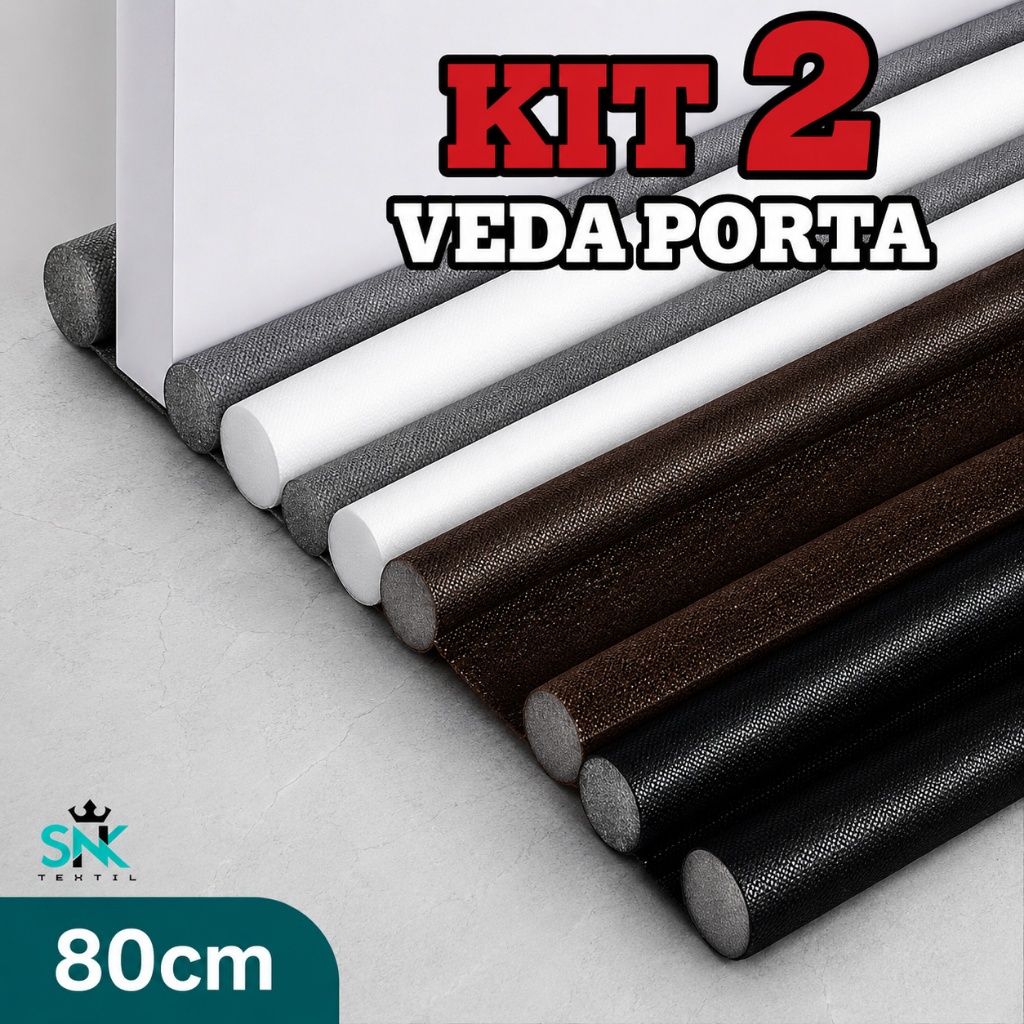 Kit 2 Veda Porta Proteção Protetor de Porta Rolinho Impermeável Duplo 80cm Comprimento Ajustavel