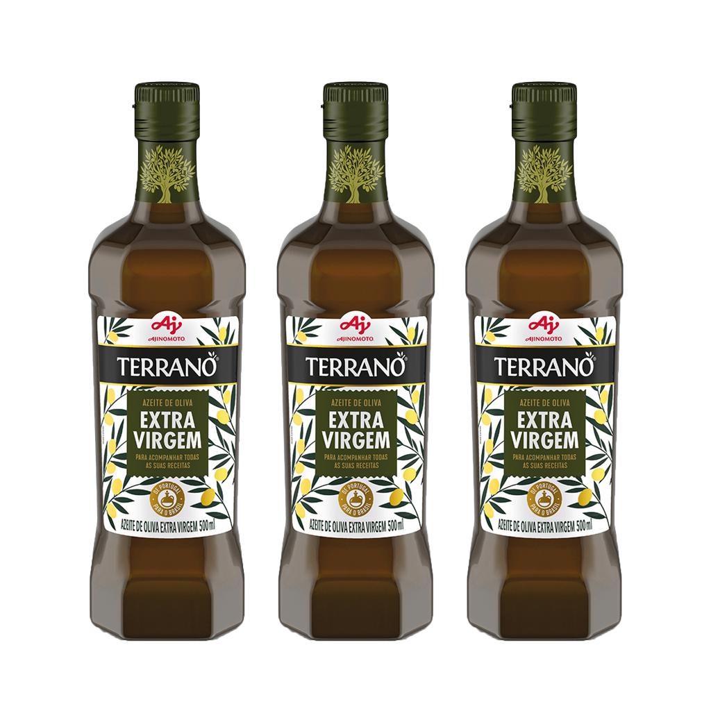 Kit Azeite de Oliva TERRANO® Extra Virgem 3x500ml - Acidez 0,5% - Ideal para Saladas, Massas e Finalizações