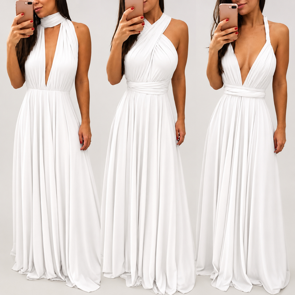 Vetido Longo Multiformas Elegante Formatura Madrinhas casamento terra cota varias amarraçoes