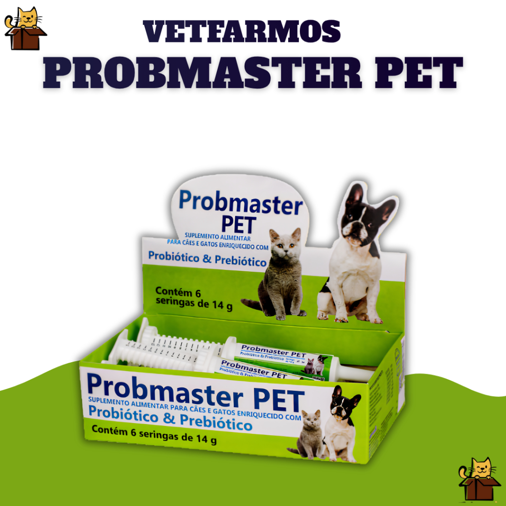 Suplemento Probmaster Probiótico e Prebiótico Para Cães e Gatos 14g