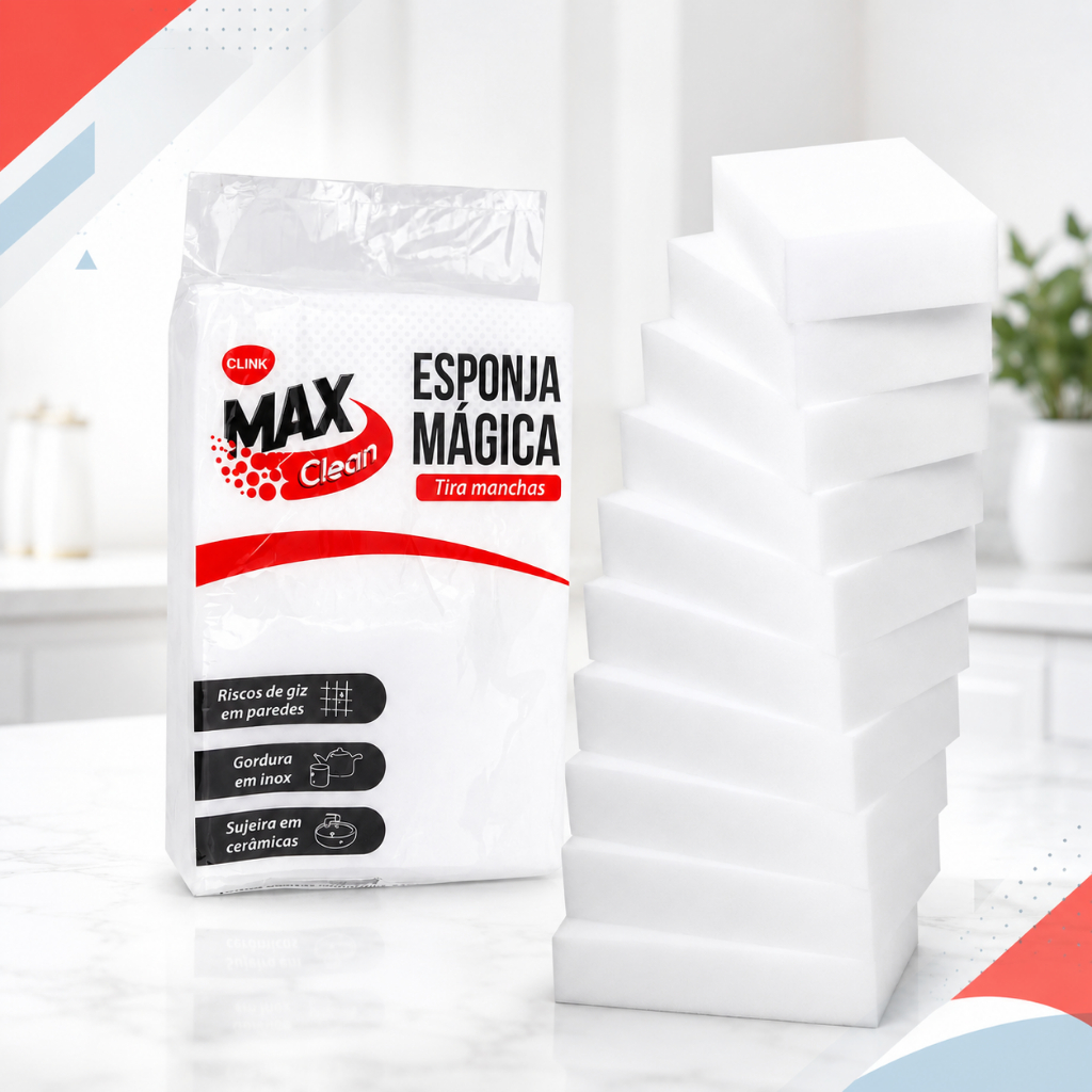 Esponja Mágica Tira Manchas e Riscos Multiuso Melamina Branca Tênis Paredes e Superfícies
