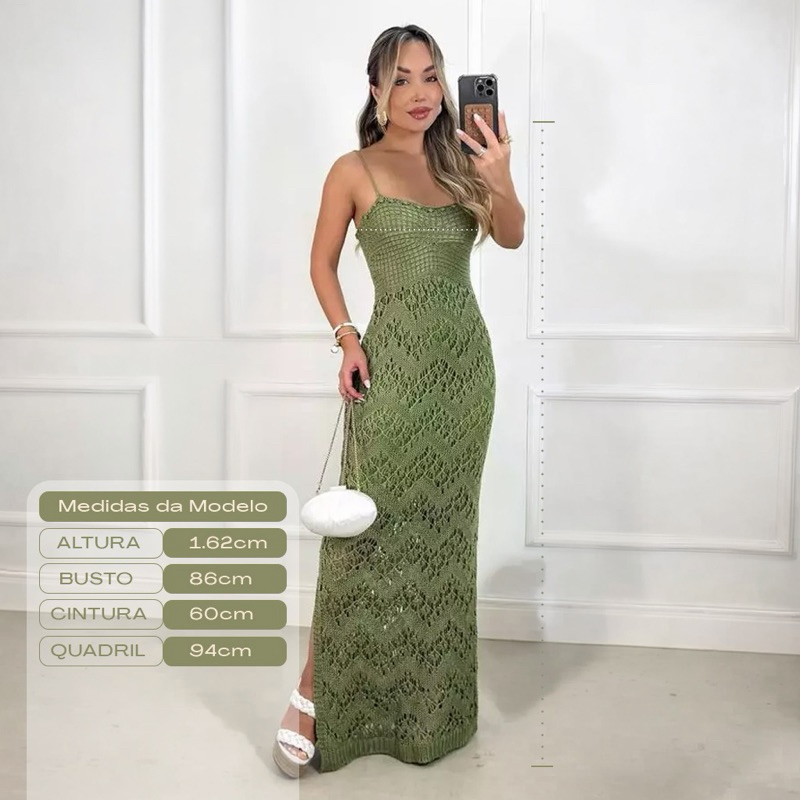 Vestido Longo Tricot Acrilan | Moda Verão 2026 | Festa Praia Casual