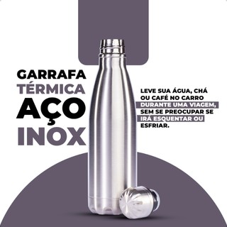 Garrafa Térmica de Água 500ml ou 1L Inox Com Tampa Squeeze Academia Viagem Dupla Camada Gelada