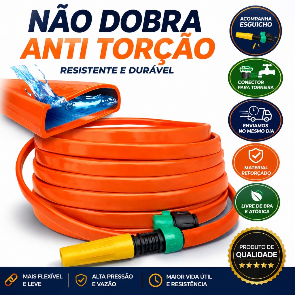 Mangueira de Jardim Anti-Torção e Anti-Dobras de 5 a 50 Metros