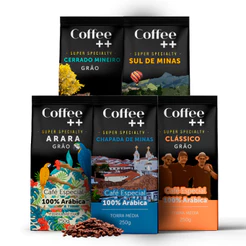 Kit 5 Pacotes Café Especial Em Grãos Coffee Mais Cerrado Mineiro, Sul de Minas, Arara, Chapada de Minas e Clássico