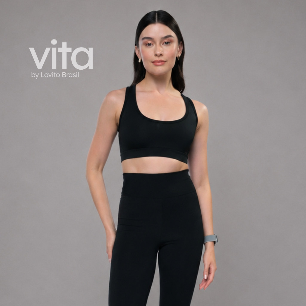 Lovito Top Esportivo Básico Decote Nadador PKB15531583